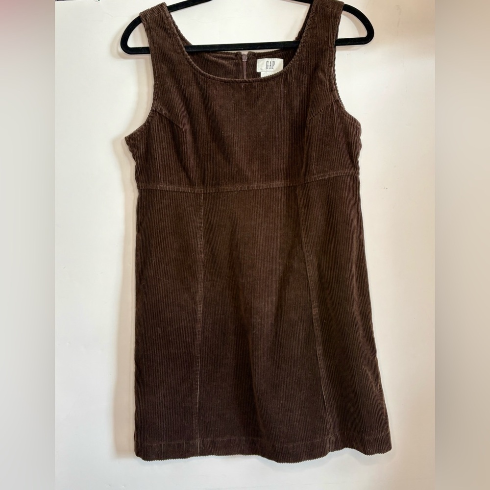 Vintage GAP Dark Brown Corduroy Jumper Mini Dress